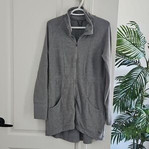 💝Eddie Bauer long grey zip up sweater